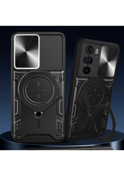 Motorola Edge 30 Pro Için Çift Katmanlı Telefon Kılıfı, Slayt Kamera Kapağı ve Metal Gizli Braket ile Siyah (Yurt Dışından) indirimleri