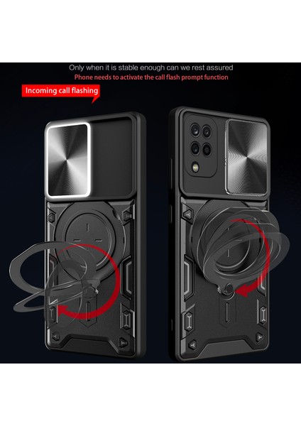 Samsung Galaxy A12 Için Çift Katmanlı Telefon Kılıfı, Slayt Kamera Kapağı ve Metal Gizli Braket ile Kırmızı (Yurt Dışından) fiyatları