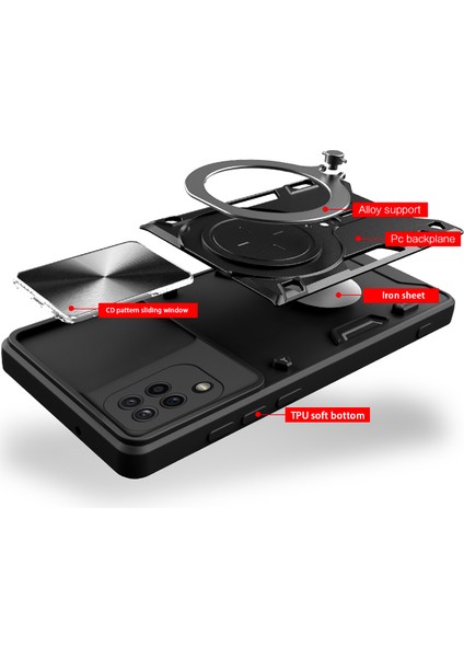 Samsung Galaxy A12 Için Çift Katmanlı Telefon Kılıfı, Slayt Kamera Kapağı ve Metal Gizli Braket ile Kırmızı (Yurt Dışından) fırsatları