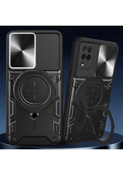 Samsung Galaxy A12 Için Çift Katmanlı Telefon Kılıfı, Slayt Kamera Kapağı ve Metal Gizli Braket ile Kırmızı (Yurt Dışından) indirimleri