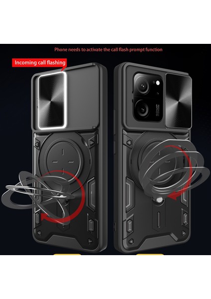 Xiaomi 13T /13T Pro /redmi K60 Ultra Için Çift Katmanlı Telefon Kılıfı, Slayt Kamera Kapağı ve Metal Gizli Braket ile Gümüş (Yurt Dışından) fiyatları