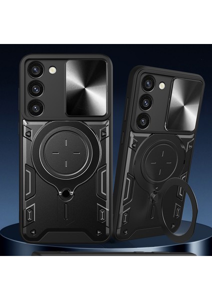 Samsung Galaxy S23 Için Çift Katmanlı Telefon Kılıfı, Slayt Kamera Kapağı ve Metal Gizli Braket ile Mavi (Yurt Dışından) indirimleri