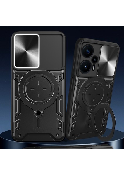 Xiaomi Poco F5 Için Çift Katmanlı Telefon Kılıfı, Slayt Kamera Kapağı ve Metal Gizli Braket ile Gümüş (Yurt Dışından) indirimleri
