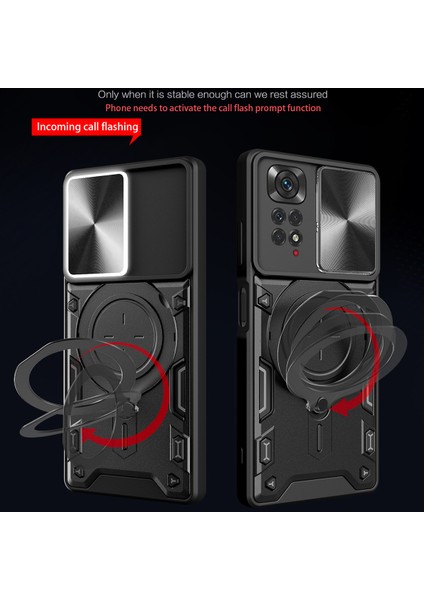 Xiaomi Redmi Note 11 4g /note 11S Için Çift Katmanlı Telefon Kılıfı, Slayt Kamera Kapağı ve Metal Gizli Braket ile Siyah (Yurt Dışından)