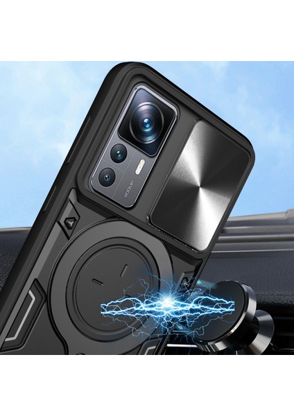 Xiaomi 12T /12T Pro /redmi K50 Ultra Için Çift Katmanlı Telefon Kılıfı, Slayt Kamera Kapağı ve Metal Gizli Braket ile Mavi (Yurt Dışından) modelleri