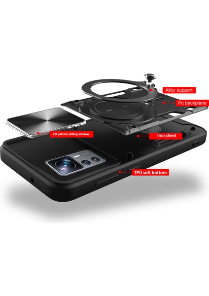 Xiaomi 12T /12T Pro /redmi K50 Ultra Için Çift Katmanlı Telefon Kılıfı, Slayt Kamera Kapağı ve Metal Gizli Braket ile Mavi (Yurt Dışından) fırsatları