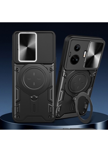 Realme Gt3 / Gt Neo 5 Için Çift Katmanlı Telefon Kılıfı, Slayt Kamera Kapağı ve Metal Gizli Braket ile Gümüş (Yurt Dışından) indirimleri