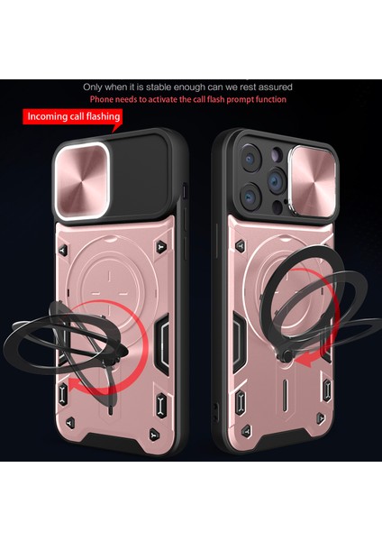 iPhone 13 Pro Max Için Çift Katmanlı Telefon Kılıfı, Slayt Kamera Kapağı ve Metal Gizli Braket ile Rose Gold (Yurt Dışından) fiyatları