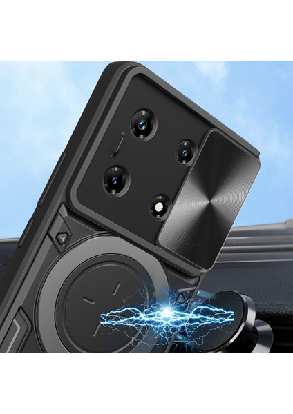 Infinix Note 30 Pro Için Çift Katmanlı Telefon Kılıfı, Slayt Kamera Kapağı ve Metal Gizli Braket ile Mavi (Yurt Dışından) modelleri