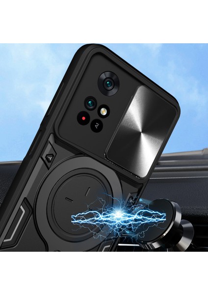 Xiaomi Poco M4 Pro 4g Için Çift Katmanlı Telefon Kılıfı, Slayt Kamera Kapağı ve Metal Gizli Braket ile Gümüş (Yurt Dışından) modelleri