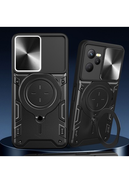Realme C35 Için Çift Katmanlı Telefon Kılıfı, Slayt Kamera Kapağı ve Metal Gizli Braket ile Siyah (Yurt Dışından) indirimleri