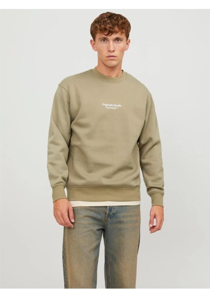 Jack & Jones Vesterbro Erkek Bej Bisiklet Yaka Sweatshirt