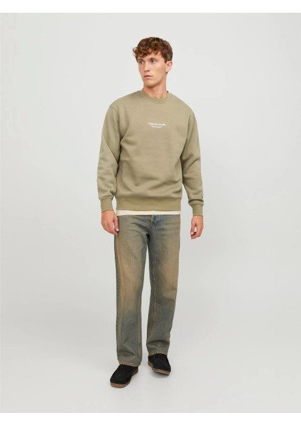 Jack & Jones Vesterbro Erkek Bej Bisiklet Yaka Sweatshirt