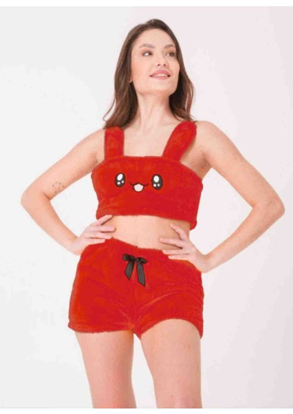 Ayarlanabilir Askılı Büstiyer Pijama Takımı Welsoft Peluş