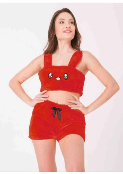 Sweet's Collection Ayarlanabilir Askılı Büstiyer Pijama Takımı Welsoft Peluş