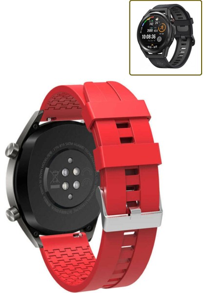 Huawei Watch Gt Runner Akıllı Saat Uyumlu Kordon Oyuk Desenli Tokalı Silikon Kayış