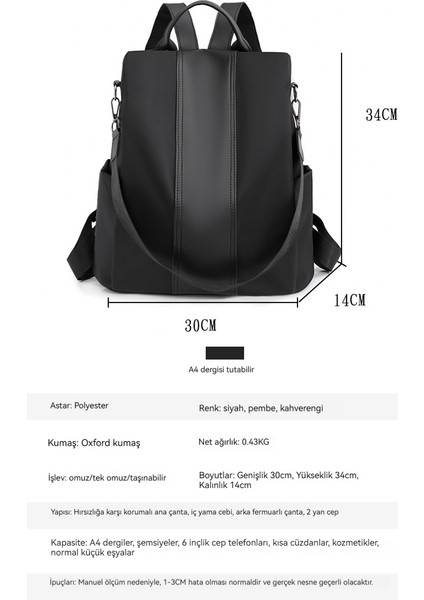 Kadınlar Için Hırsızlık Önleyici Oxford Kumaş Açık Hava Seyahati Sırt Çantası (Yurt Dışından) fiyatları
