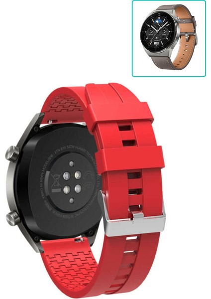 Huawei Watch Gt3 Pro 46MM Akıllı Saat Uyumlu Kordon Oyuk Desenli Tokalı Silikon Kayış