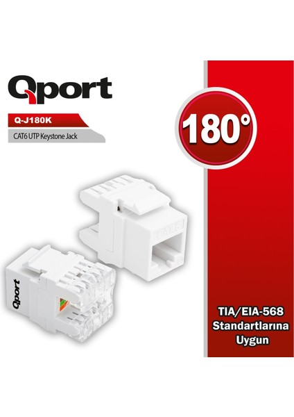 Q-J180K Cat6 Utp 180 Derece Keystone Jack