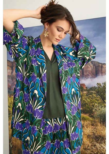Kadın Çiçek Desenli 3'lü Pijama Takımı 23136