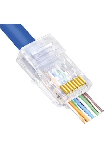 Q-J610Y Ez-Plug Yeni Nesil Cat6 RJ45 Konnektör 50'li