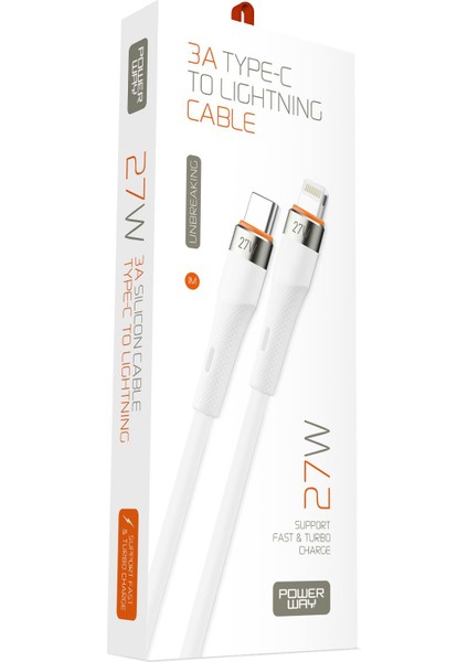 27W Süper Hızlı Şarj Destekli Iphone Type-C - Lightning 3 A Dayanıklı Şarj Kablosu SCL27