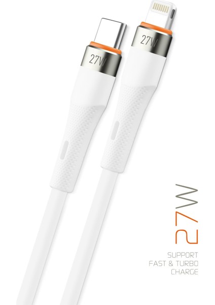27W Süper Hızlı Şarj Destekli Iphone Type-C - Lightning 3 A Dayanıklı Şarj Kablosu SCL27