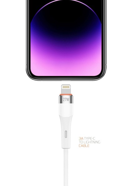 27W Süper Hızlı Şarj Destekli Iphone Type-C - Lightning 3 A Dayanıklı Şarj Kablosu SCL27