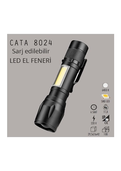 Şarj Edilebilir LED El Feneri CT-8024