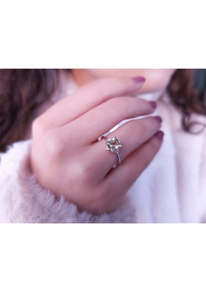 Pırlanta ve Prenses Kesim Sarı Kuvars Taşlı Yüzük 0423R0205 indirimleri