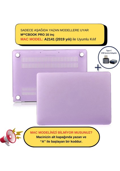 Macbook Pro Kılıf 16 inç A2141 (2019 yılı) ile Uyumlu Mat