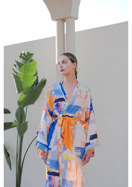 Gaia Saten Desenli Kimono modelleri