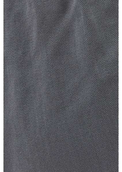 Kadın Gri Paça Bel Lastikli Tencel Pantolon