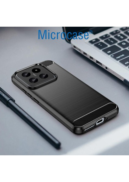 Xiaomi 14 Pro Global Için Brushed Carbon Fiber Silikon Kılıf