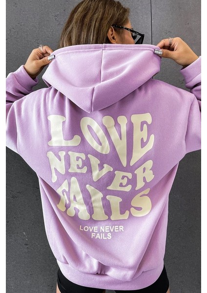 Unisex Love Never Fails Sırt Baskılı Sweatshirt