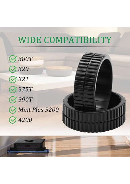 2 Adet Kaymaz Tekerlek Lastikleri Irobot Braava 380 380T 320 MINT5200 Robotlu Süpürge Yedek Parçalar (Yurt Dışından) fiyatları