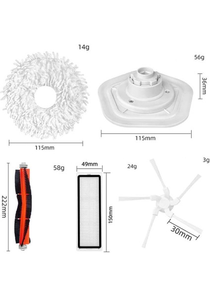 Chihiro586 - 9278 Ana Yan Fırça Filtre Paspas Bezi Tutucu Paspas Pedleri Xiaomi Dreame Bot W10 W10 Pro Robotlu Süpürge Değiştirme (Yurt Dışından)