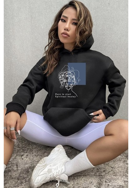 Only Trend Wear Unisex Minimal Line Drawing Baskılı Sweatshirt