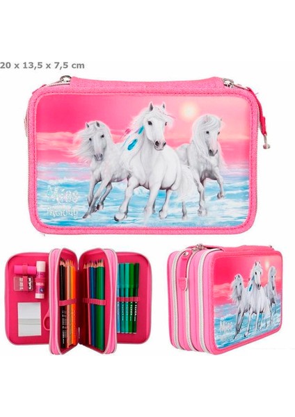 Depesche Miss Melody Glitter Pembe Üç Bölmeli Kalem Çantası 10110 fırsatları