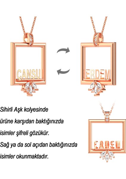 Kişiye Özel Sihirli Aşk Rose Gümüş Kolye