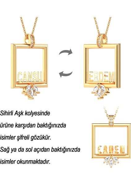 Kişiye Özel Sihirli Aşk Altın Kaplama Gümüş Kolye