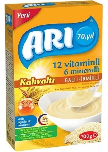 Ballı Irmikli Kahvaltı 12 Vitamin 6 Mineralli 200 gr X3 Adet