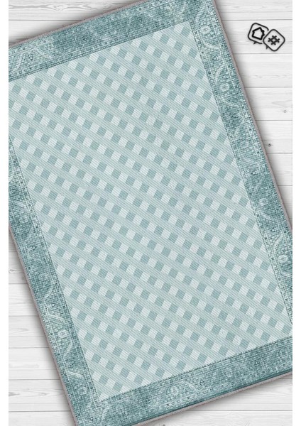 Etnik Desenli Mavi Renkli Halı Vintage Bordürlü Halı Geometrik Desenli Dijital Baskı Halı fiyatları