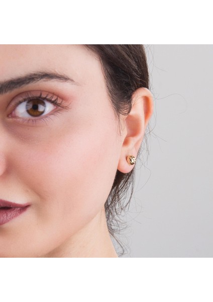 14 Ayar 7 mm Altın Top Küpe