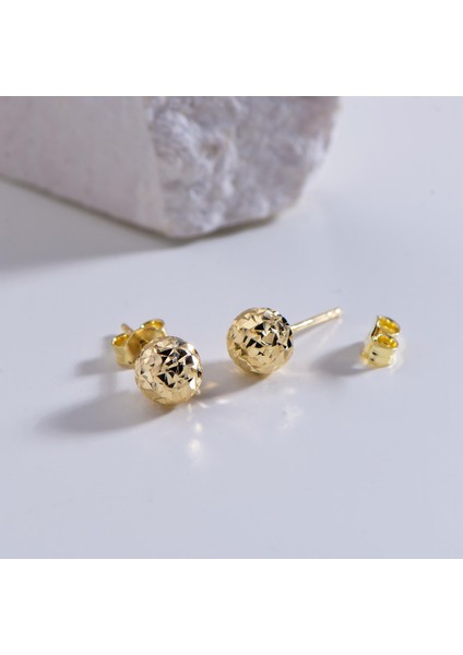 14 Ayar 7 mm Altın Top Küpe
