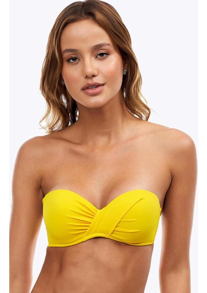 63549 Sarı Straplez Bikini Üstü