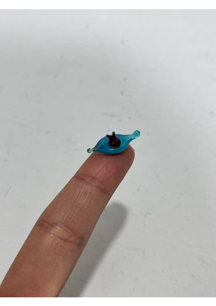 El Yapımı Mini Murano Cam Yaprak Üstü Uğur Böceği Biblo A157-08