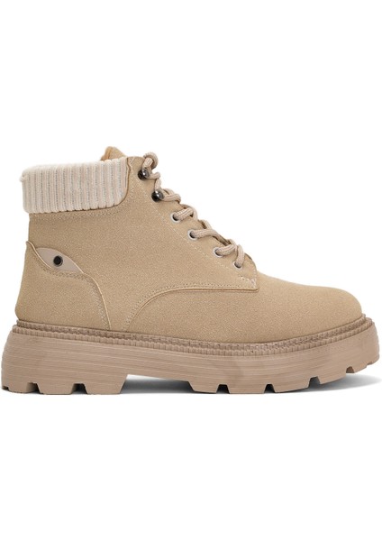 Kadın Bej Süet Kadın Rahat Kalıp Kısa Bağcıklı Süet Bot fiyatları