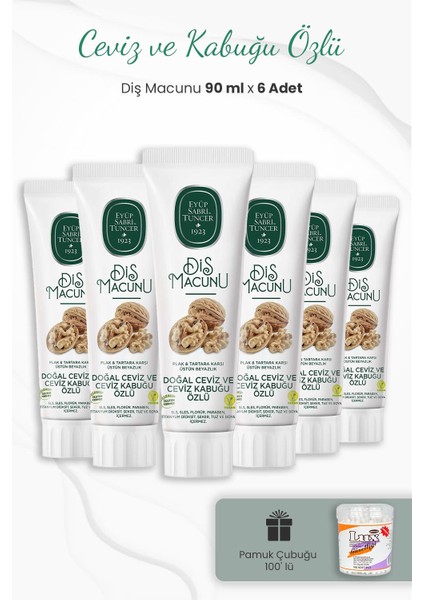 Ceviz Ve Kabuğu Özlü Diş Macunu 90 Ml X 6 Adet Ve Kulak Çubuğu