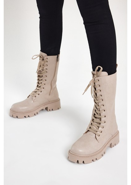 Kadın Ten Cilt Rahat Kalıp Bağcıklı Çorap Çizme fiyatları